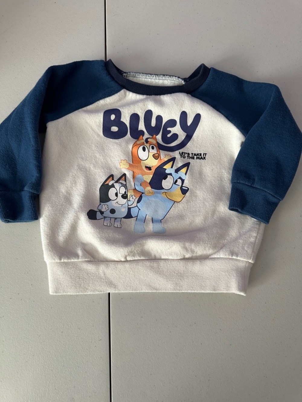 Hybrid Apparel Blue & White Bluey Raglan Kids Sweatshirt